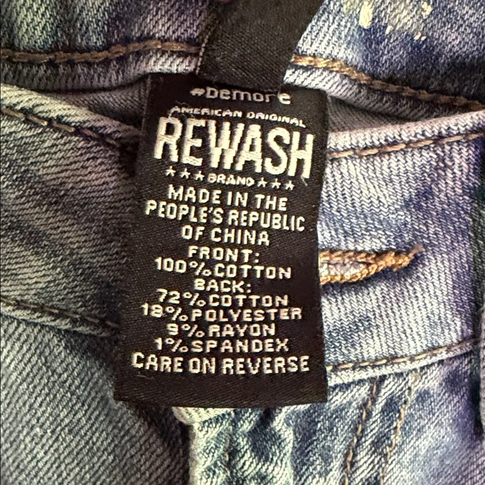 Rewash Straight Leg Distressed Light Blue Jeans